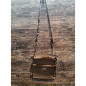 Dooney Bourke Vintage Dark Brown Leather Crossbody Zip Pack Swing Pouch Bag Purs